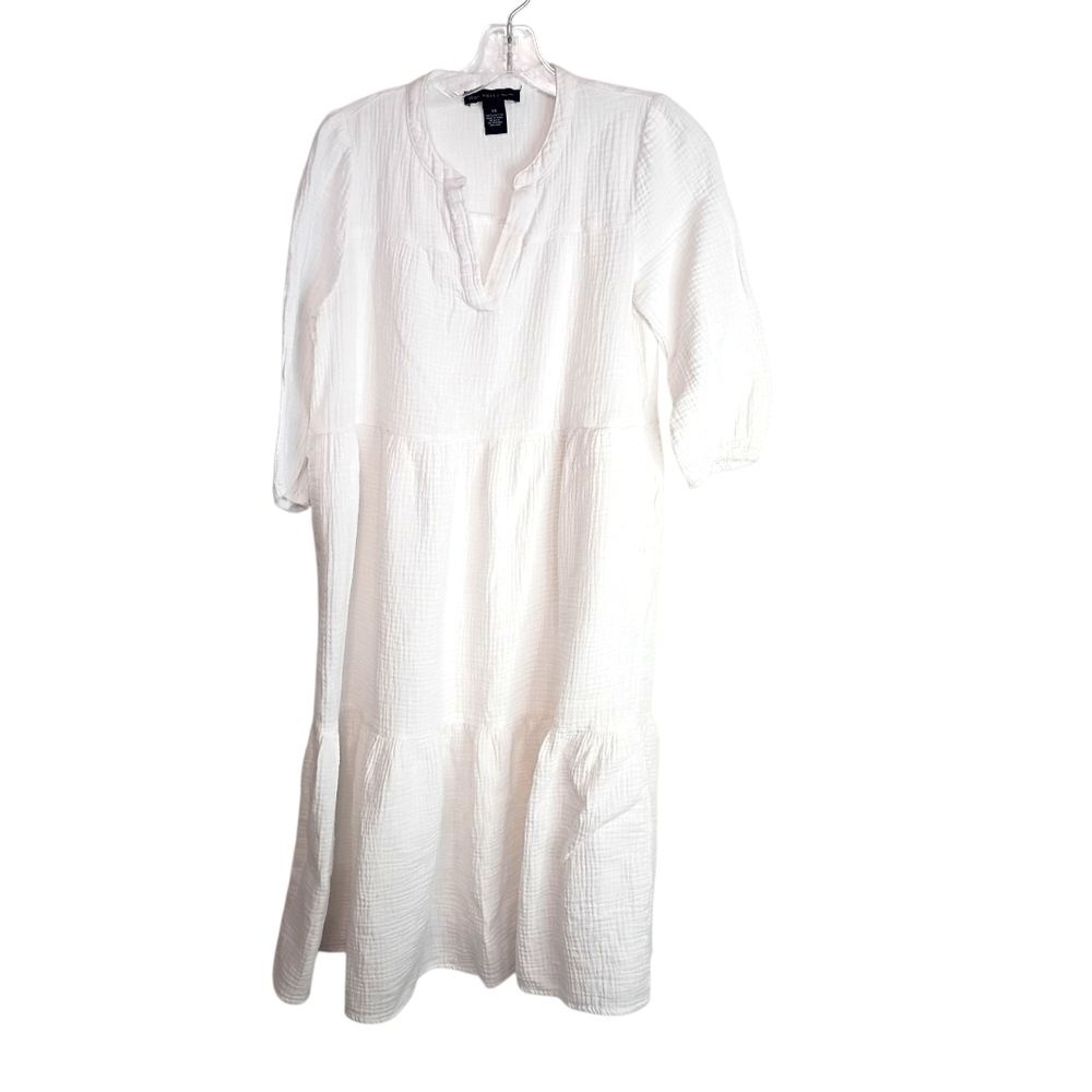 Joan Vass - White Gauzy Midi Dress - Size XS